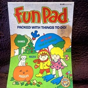 Vintage Fun Pad Dot To Dot Coloring Activity Book Mazes Games Puzzles 1989 New